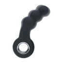 Vibrating Beaded Silicone Prostate Massager with Loop - Black - 6