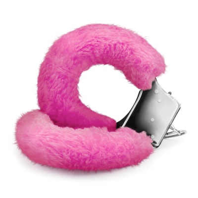 Futrzane Kajdanki Love Cuffs Różowe z Bezpiecznym Zamknięciem - 1