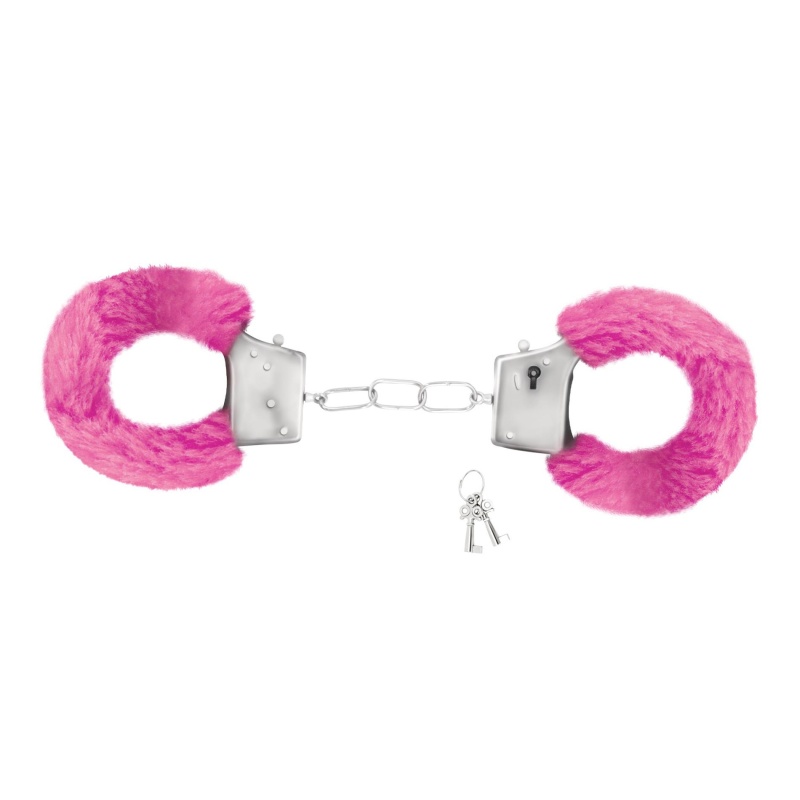 Futrzane Kajdanki Love Cuffs Różowe z Bezpiecznym Zamknięciem - 3