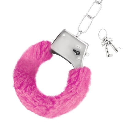 Futrzane Kajdanki Love Cuffs Różowe z Bezpiecznym Zamknięciem - 4