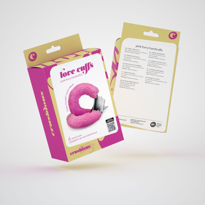 Futrzane Kajdanki Love Cuffs Różowe z Bezpiecznym Zamknięciem - 5