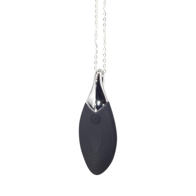 Wibrator-naszyjnik Liberty Leaf Black z 10 trybami wibracji, łańcuszek 55 cm - 1