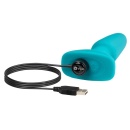 Korek analny Rimming Plug Blue – rotujące koraliki i wibracja, długość całkowita 15 cm - 4