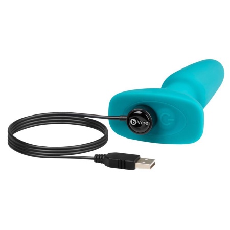 Korek analny Rimming Plug Blue – rotujące koraliki i wibracja, długość całkowita 15 cm - 5