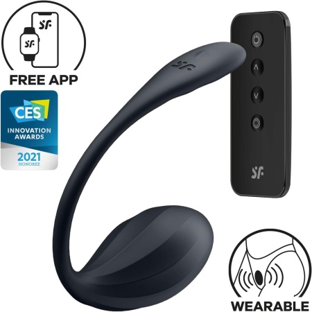 Ribbed Petal Connect App - prążkowany wibrator G-spot z elastycznym ogonkiem, 2 silniki, 21 cm - 3