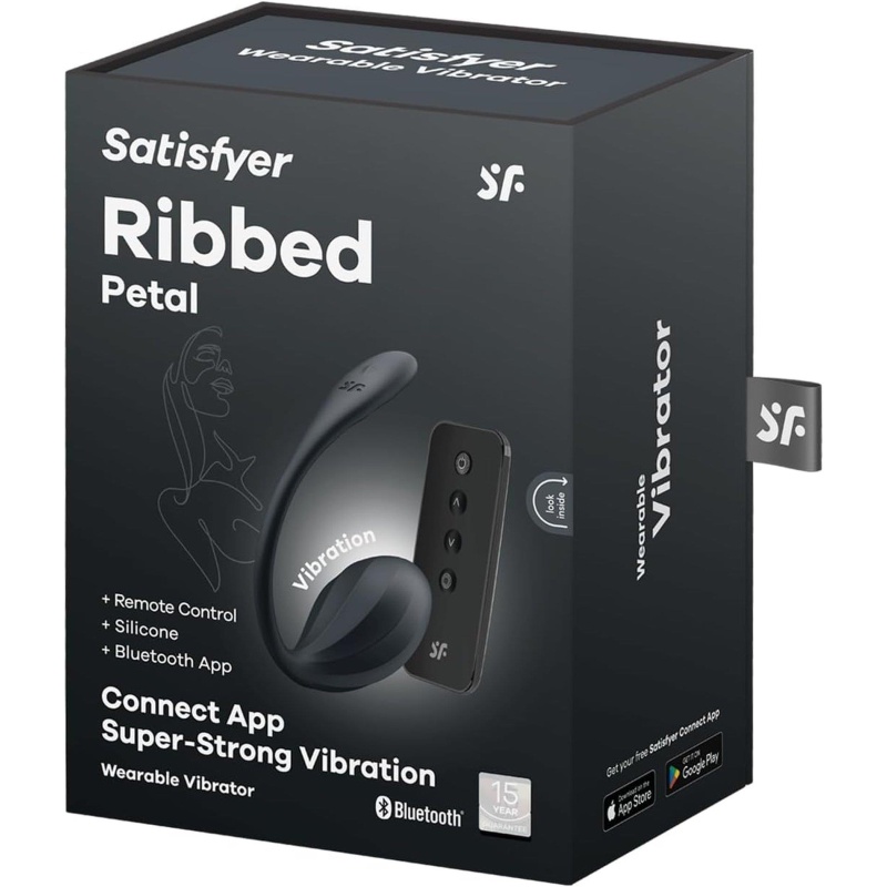 Ribbed Petal Connect App - prążkowany wibrator G-spot z elastycznym ogonkiem, 2 silniki, 21 cm - 7