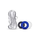 Masturbator Quickie Kit Jerk Off Clear - Teksturowany Kanał, 3 Pierścienie Erekcyjne, 11,4 cm - 2