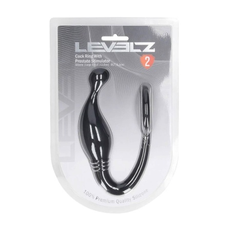 Silicone Cockring with Prostate Stimulator - L - Black - 2