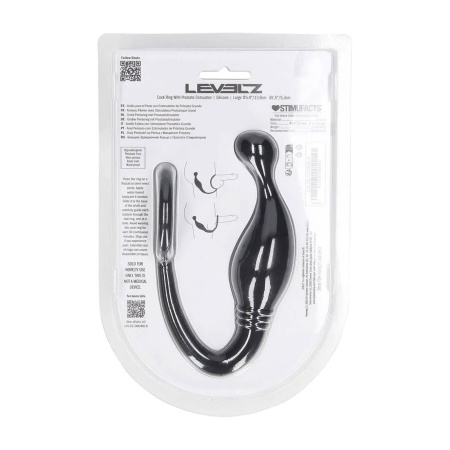 Silicone Cockring with Prostate Stimulator - L - Black - 3