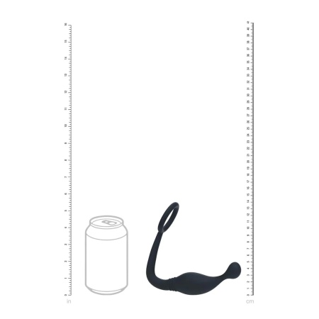 Silicone Cockring with Prostate Stimulator - L - Black - 5