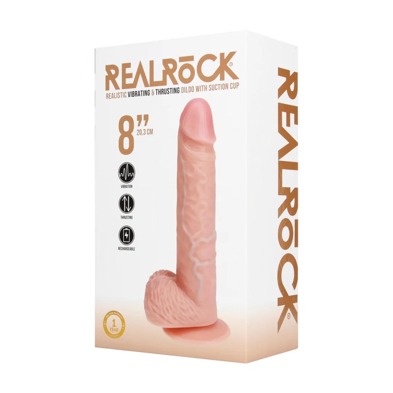 Wibrator z jądrami, funkcją wibracji i ruchu posuwistego oraz przyssawką - 20,5 cm - 3