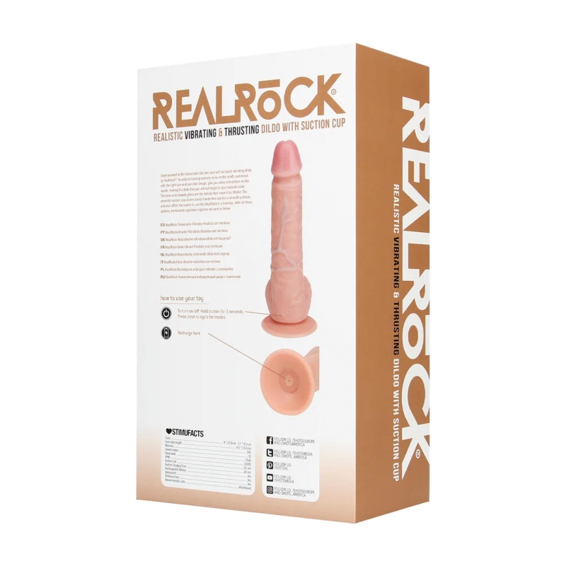 Wibrator z jądrami, funkcją wibracji i ruchu posuwistego oraz przyssawką - 20,5 cm - 4