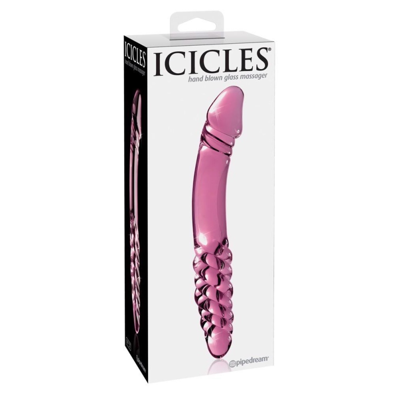 Dildo szklane Icicles No. 57 Pink – bezszwowe, ręcznie formowane, dł. 23 cm, Ø 3,5 cm - 1