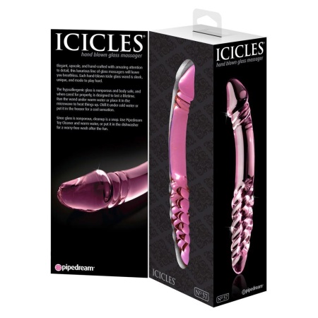 Dildo szklane Icicles No. 57 Pink – bezszwowe, ręcznie formowane, dł. 23 cm, Ø 3,5 cm - 4