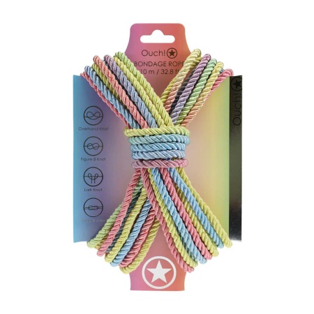 Polyester Bondage Rope - 32.8 ft / 10 m - Multicolor Pastel - 1