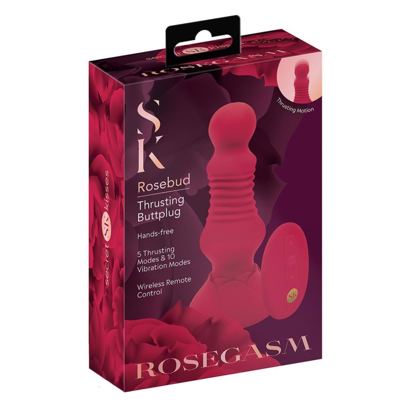 SECRET KISSES REMOTE THRUSTING ROSEBUD BUTTPLUG - 1