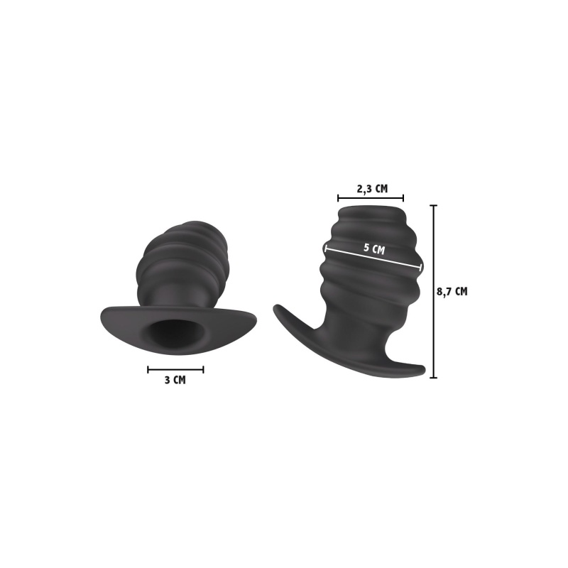 Tunel analny Intruder Open Plug M z otwartym kanałem – 7,6 cm - 5