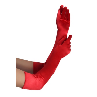 LONG SATIN RED GLOVES TU (Size: TU) - 1