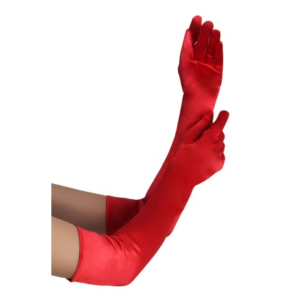 LONG SATIN RED GLOVES TU (Size: TU) - 1