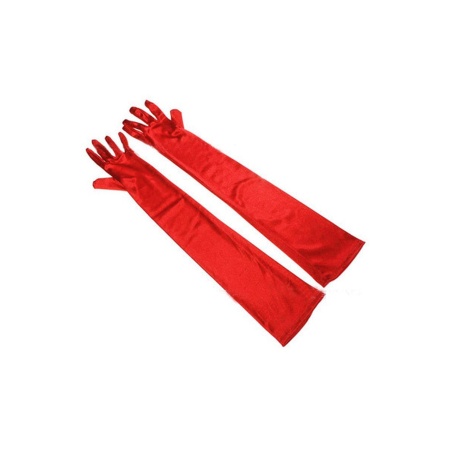LONG SATIN RED GLOVES TU (Size: TU) - 4