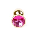 Biżuteria analna Jewellery Gold PLUG Pink - stal nierdzewna, anatomiczny korek z kamieniem, 7 cm x 2,7 cm - 1