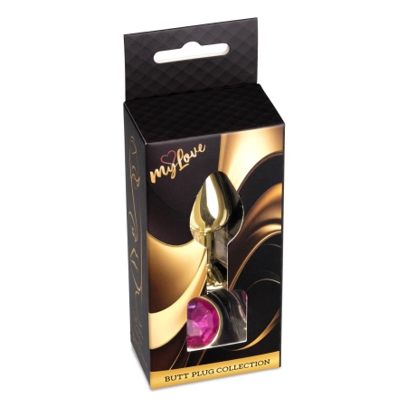 Biżuteria analna Jewellery Gold PLUG Pink - stal nierdzewna, anatomiczny korek z kamieniem, 7 cm x 2,7 cm - 8