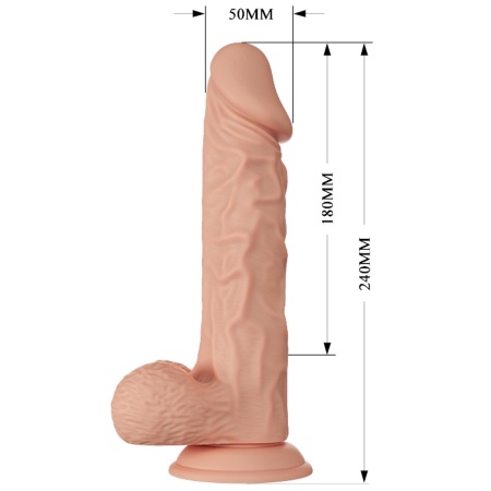 Dildo realistyczne wibrujące BW-008104ZR z wypukłymi żołędziami i przyssawką, o długości 24 cm - 10