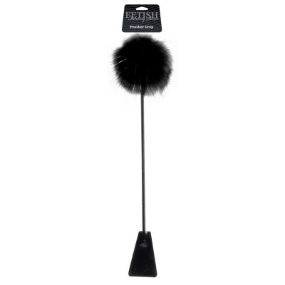 Pejcz z piórkami FFSLE Feather Crop Black – dwufunkcyjny tickler i packa, 51 cm - 1