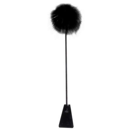 Pejcz z piórkami FFSLE Feather Crop Black – dwufunkcyjny tickler i packa, 51 cm - 2