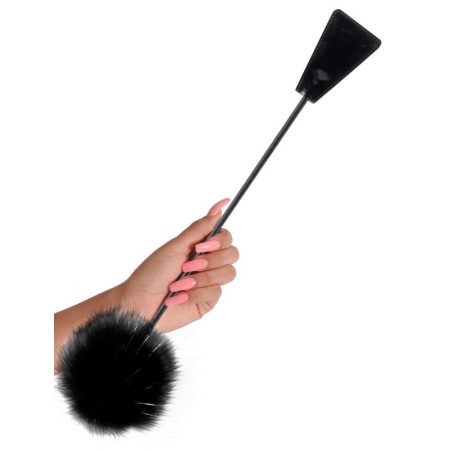 Pejcz z piórkami FFSLE Feather Crop Black – dwufunkcyjny tickler i packa, 51 cm - 3
