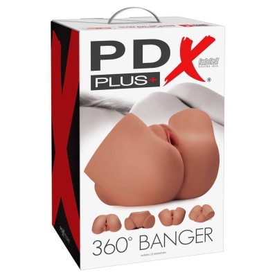 Masturbator torsu 360° Banger Tan z dwoma kanałami penetracyjnymi (12,7 cm), obrotową konstrukcją 360° i wymiarami 22,4 × 32,5 × - 1