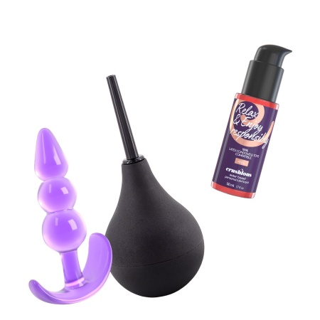 Zestaw do Higieny i Stymulacji Analnej Explorer – Irrigator 90ml, Lubrykant Wodny 50ml, Plug Silikonowy 11cm - 1