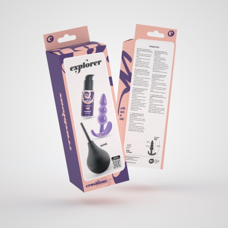 Zestaw do Higieny i Stymulacji Analnej Explorer – Irrigator 90ml, Lubrykant Wodny 50ml, Plug Silikonowy 11cm - 9