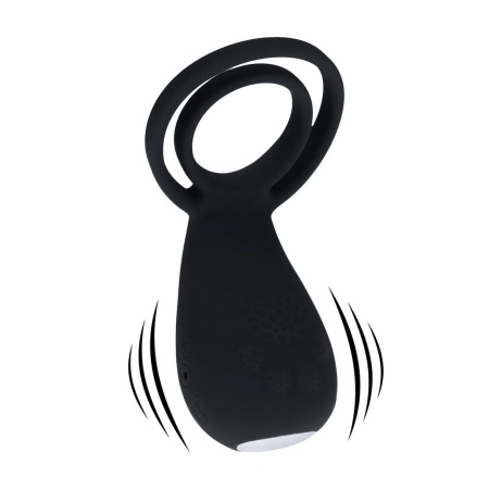 Vibrating Cock and Ball Ring with Paw Stimulator - Black - 1