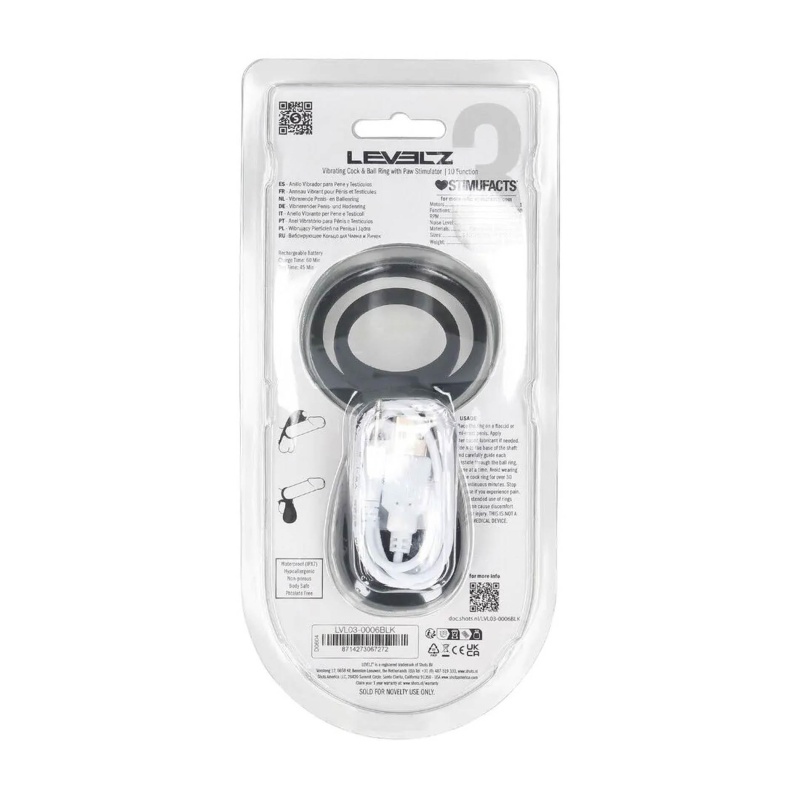 Vibrating Cock and Ball Ring with Paw Stimulator - Black - 3
