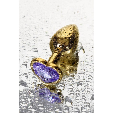 Plug analny Metal by TOYFA - złoty metal z fioletowym kryształem, gładka powierzchnia, długość 7 cm, średnica 2,7 cm - 2