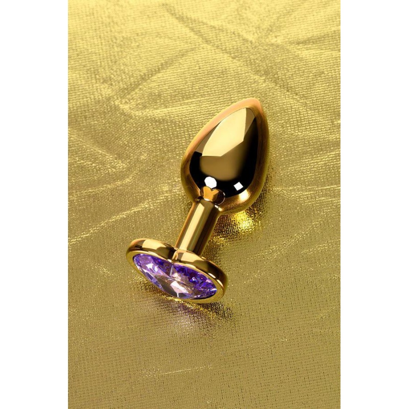 Plug analny Metal by TOYFA - złoty metal z fioletowym kryształem, gładka powierzchnia, długość 7 cm, średnica 2,7 cm - 4