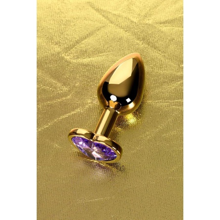 Plug analny Metal by TOYFA - złoty metal z fioletowym kryształem, gładka powierzchnia, długość 7 cm, średnica 2,7 cm - 4