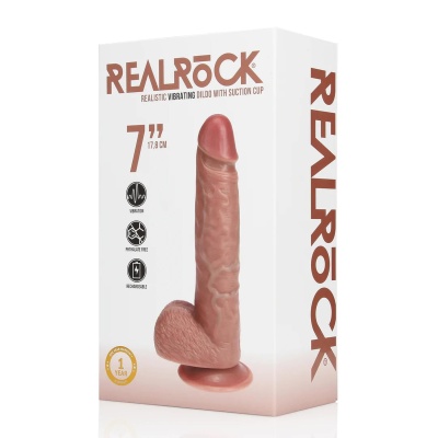 Wibrator realistyczny 18 cm z przyssawką i jądrami - Vibrating Regular Straight Cock with Balls - 1 2