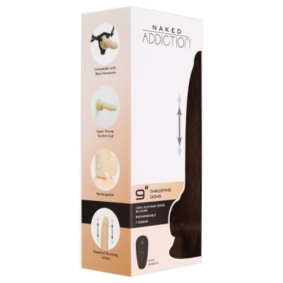 9" Thrusting Dong RC Vanilla – silikonowe dildo z funkcją pchnięć i pilotem, 22,9 cm, śr. 4,5 cm - 1