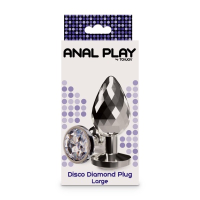 Korek analny Disco Diamond Plug Large Silver z fasetowaną powierzchnią, 9,7 cm - 1 2