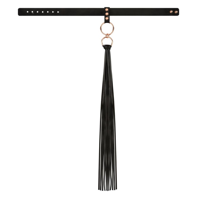 Rosy Gold - Collar with Flogger - Black - 4