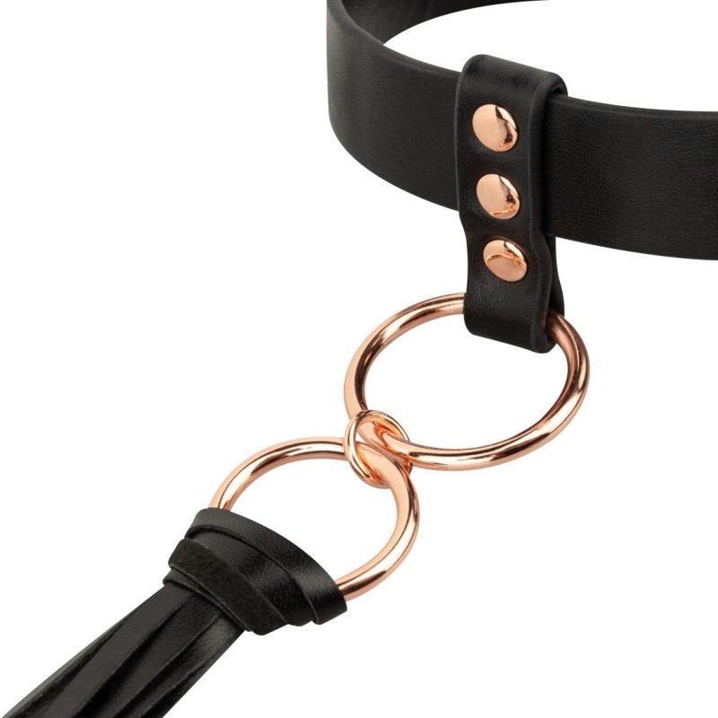 Rosy Gold - Collar with Flogger - Black - 6