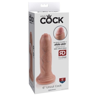 Uncut 6in. – Realistyczna replika penisa z ruchomym napletkiem, 16,5 cm - 1
