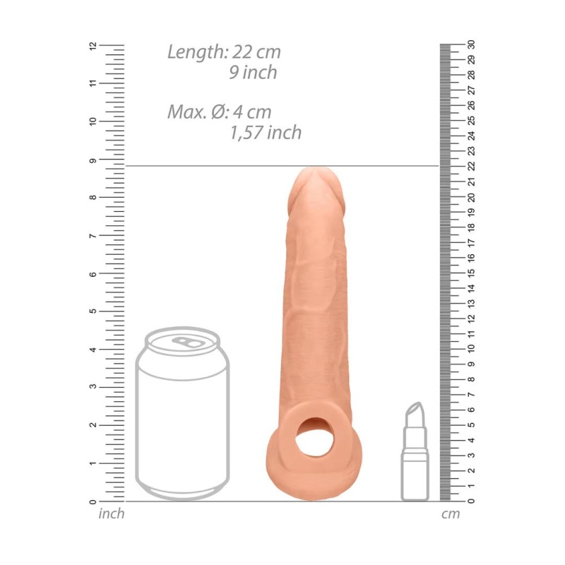 Penis Sheath RealRock 23 cm - anatomiczna nakładka z bezftalanowego Skin TPE o realistycznej fakturze - 8
