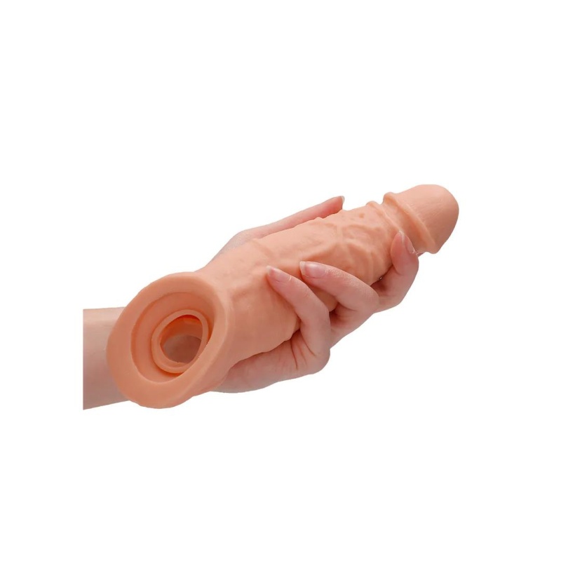 Penis Sheath RealRock 23 cm - anatomiczna nakładka z bezftalanowego Skin TPE o realistycznej fakturze - 9