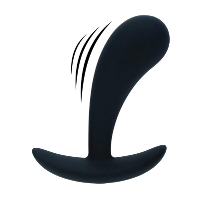Vibrating Silicone Prostate Stimulator Anal Plug - S - Black - 1