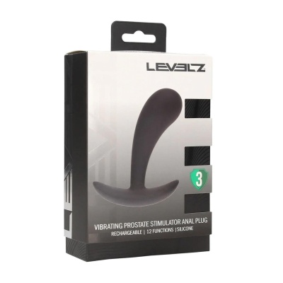 Vibrating Silicone Prostate Stimulator Anal Plug - S - Black - 1 2