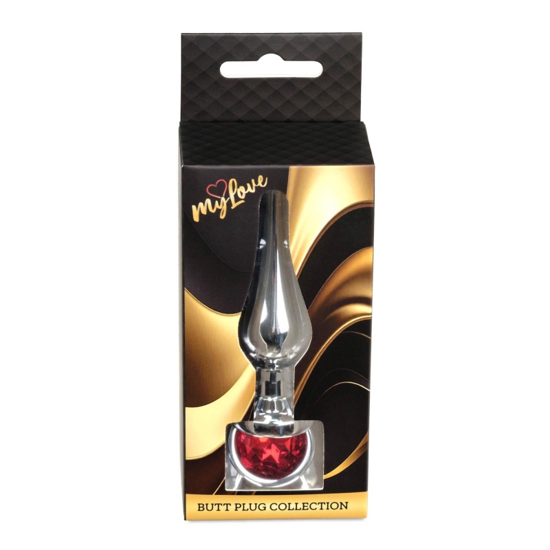 Biżuteria analna Silver Red - stal nierdzewna, anatomiczna, dł. 9,5 cm, śr. 3 cm - 10