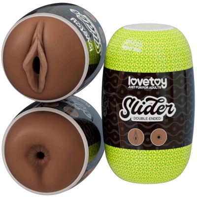 Dwustronny Masturbator Slider Double-Ended 10.3 cm Brązowy - 1